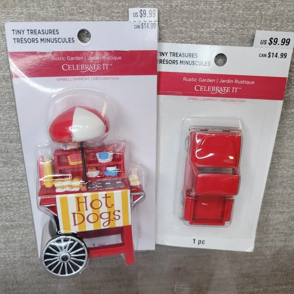 Ashland Tiny Treasures Mini‎ Embellishments Hot Dog Stand Truck Bike Tractor NEW
